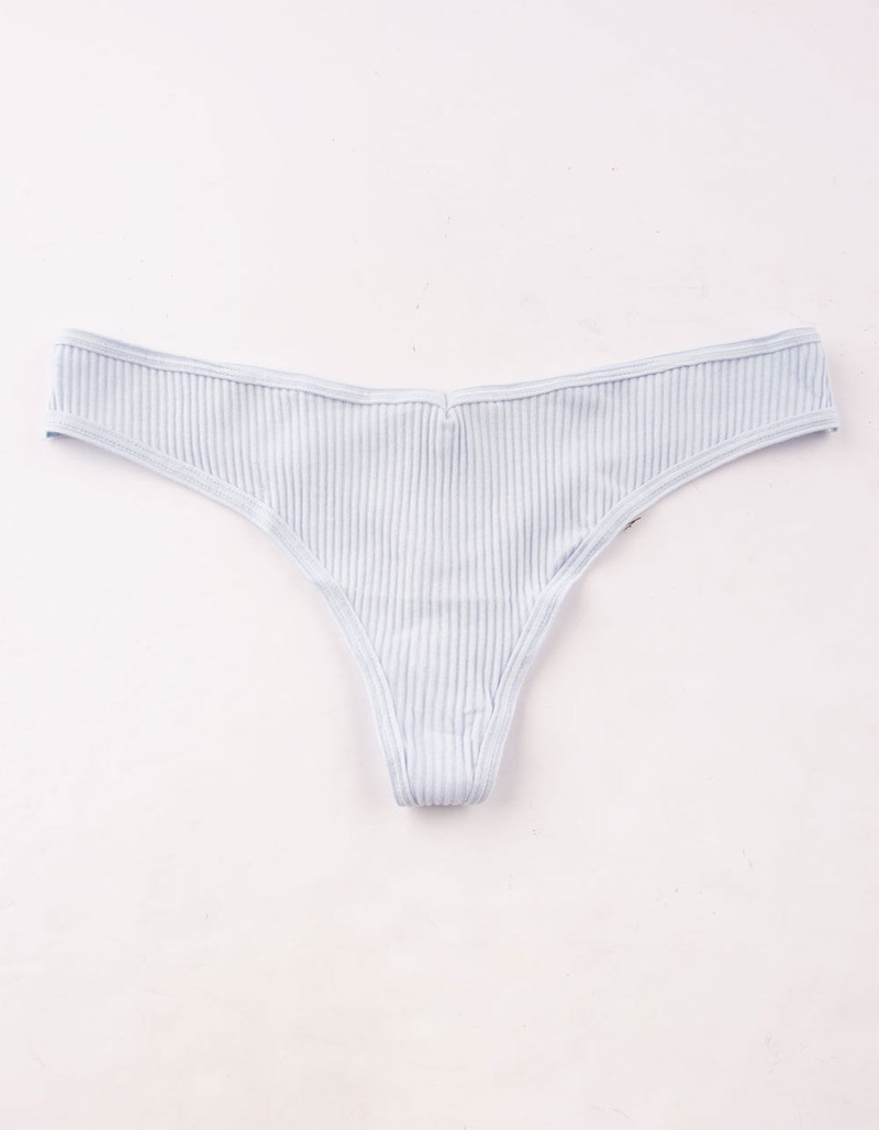 FULL TILT Ribbed V Light Blue Thong image number 0