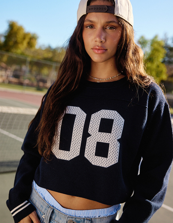 RSQ Womens Number Crop Sweater Primary Image