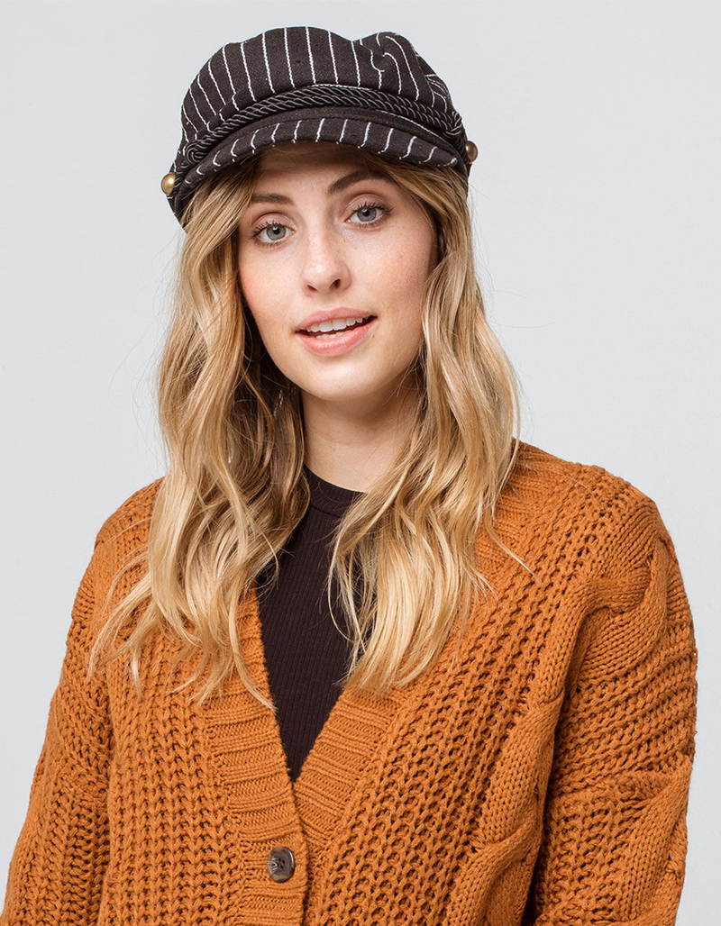 Striped Black & White Fiddler Cap image number 0