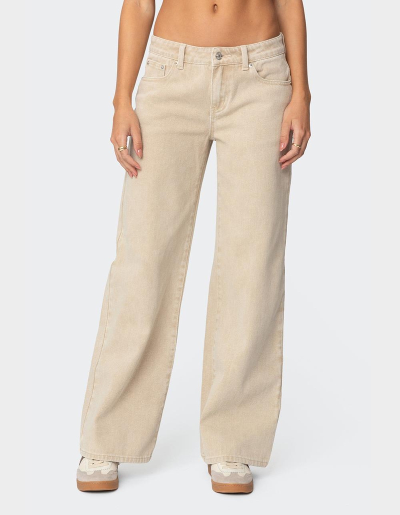 EDIKTED Leopard Star Low Rise Washed Jeans image number 1