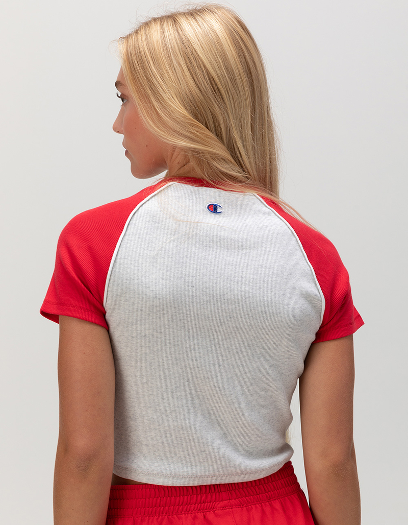 CHAMPION Crop Raglan Womens Tee RED COMBO Tillys