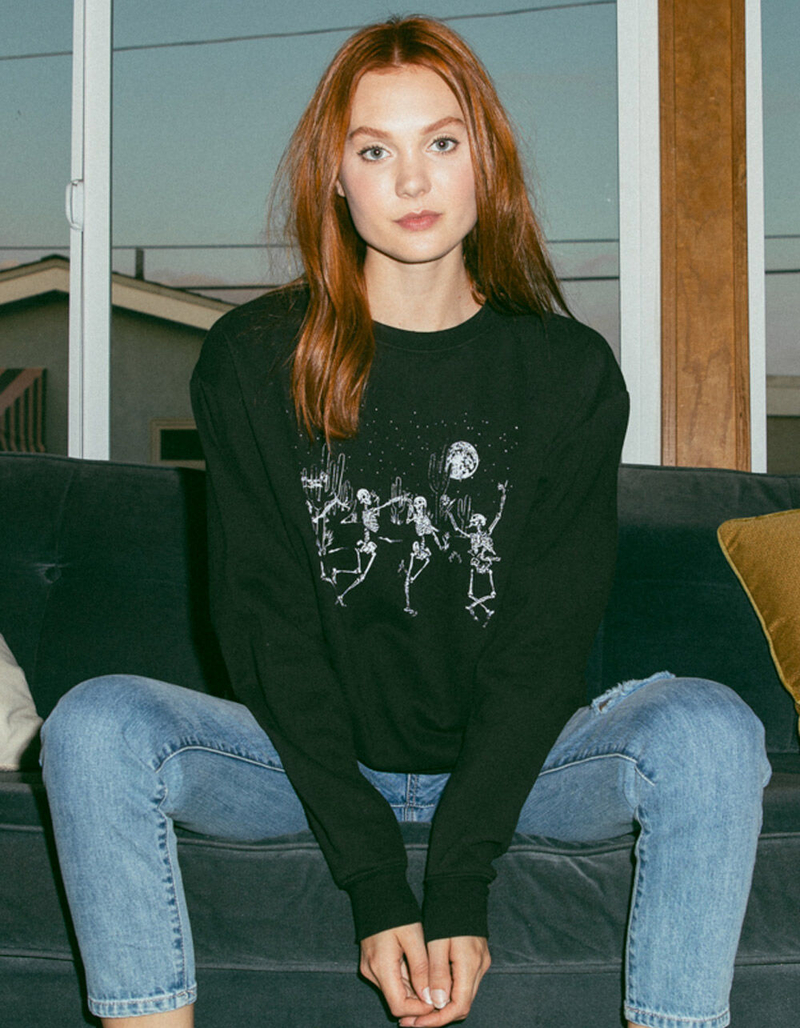 FULL TILT Dancing Skeleton Womens Sweatshirt image number 0