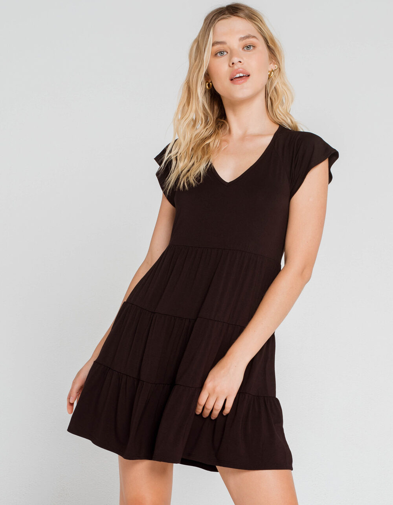 SKY AND SPARROW V Neck Babydoll Dress image number 0