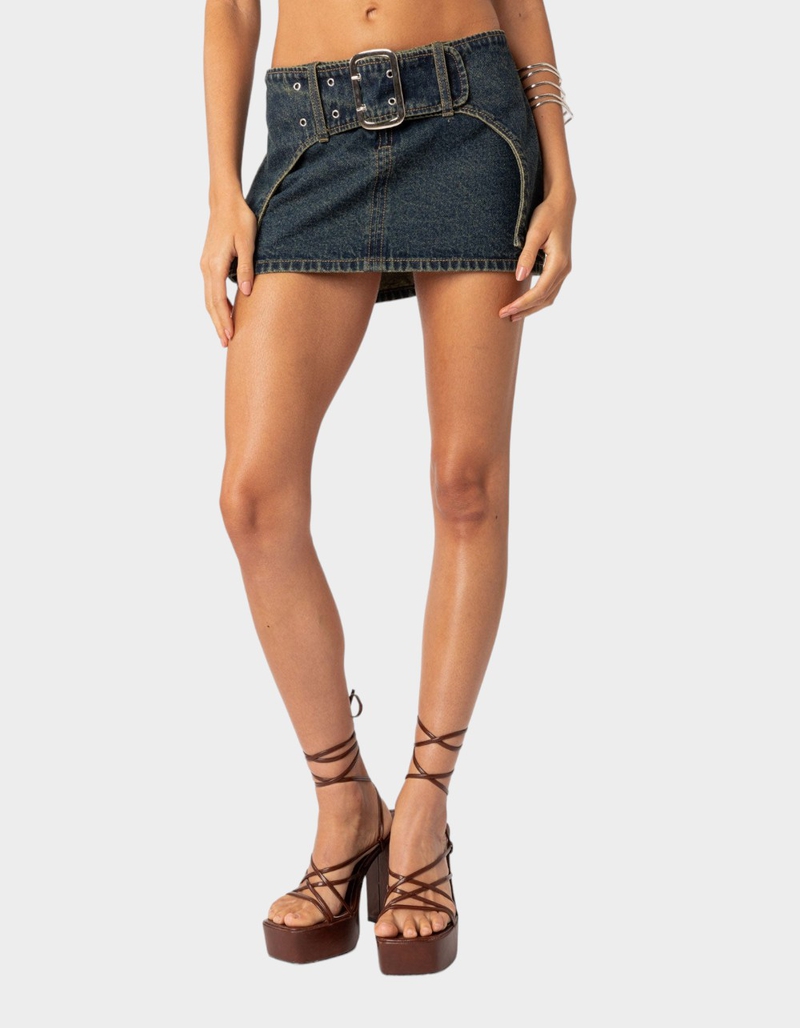 EDIKTED Elara Washed Denim Mini Skirt image number 0