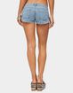 EDIKTED Pleated Low Rise Denim Micro Shorts image number 3