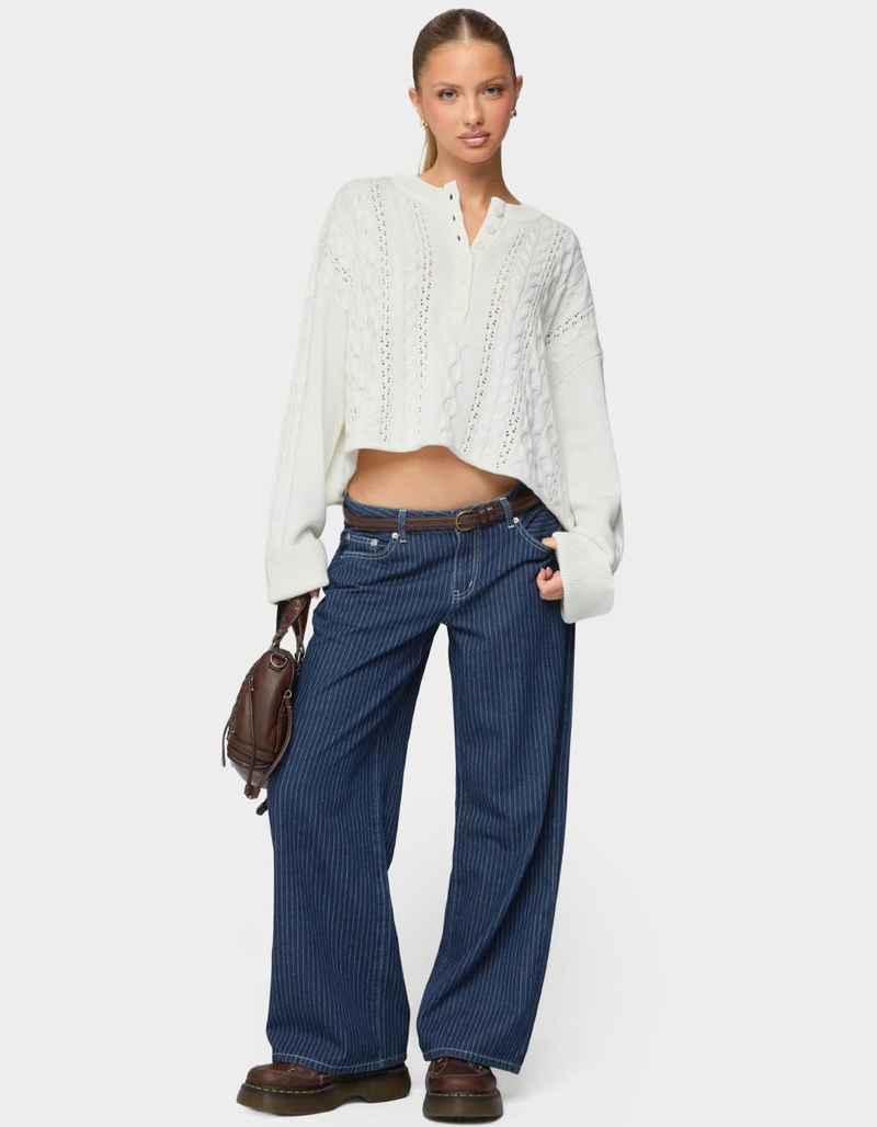 EDIKTED Marianna Button Cable Knit Sweater image number 4