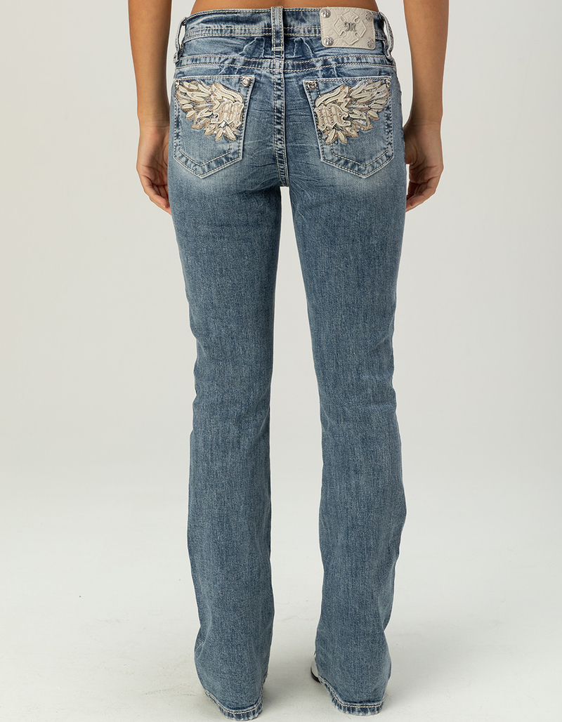 MISS ME Wing Pocket Womens Mid Rise Bootcut Jeans image number 1