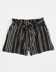 FULL CIRCLE TRENDS Self Belt Girls Black & White Shorts image number 1