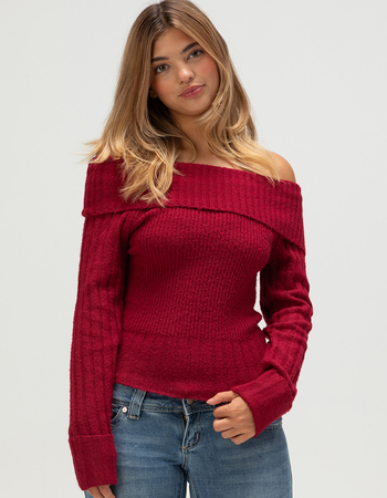 MADDEN GIRL Off The Shoulder Womens Sweater Primary Image