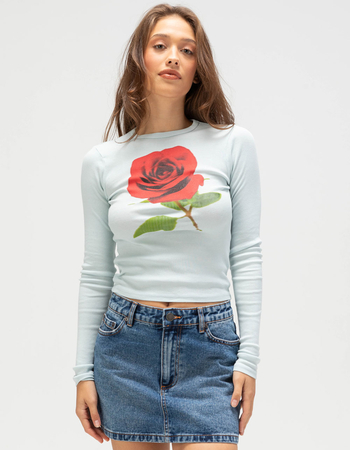 FULL TILT Rose Womens Long Sleeve Baby Tee Primary Image