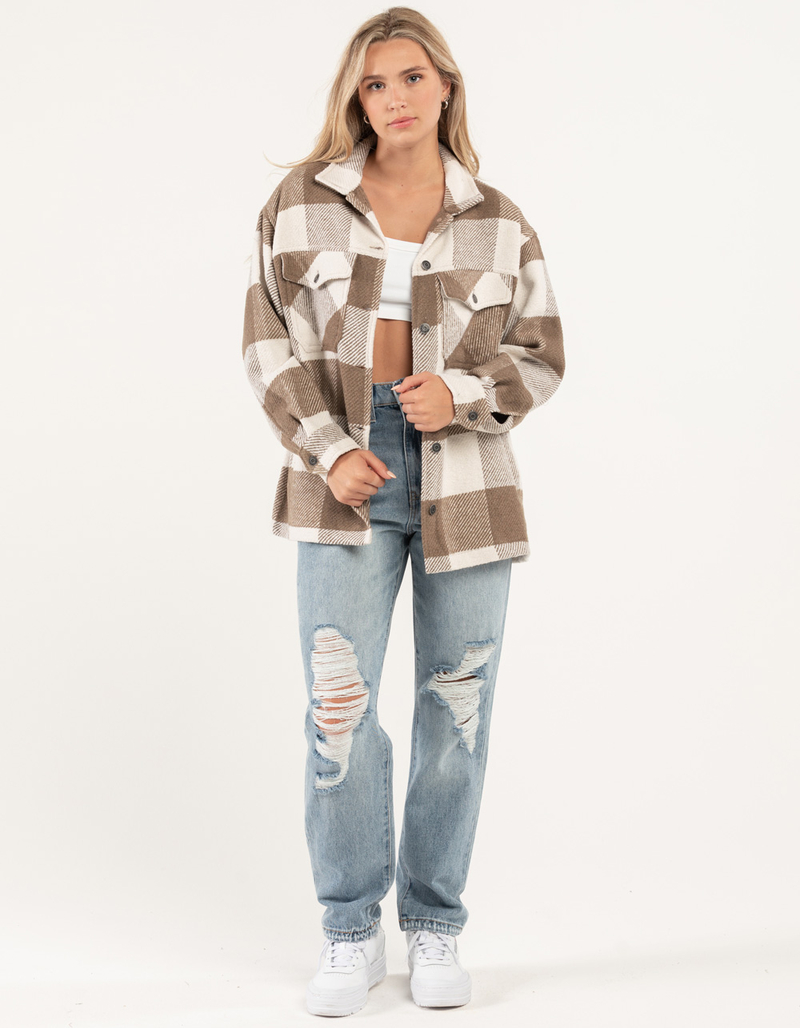 RSQ Womens Plaid Woven Shacket image number 4