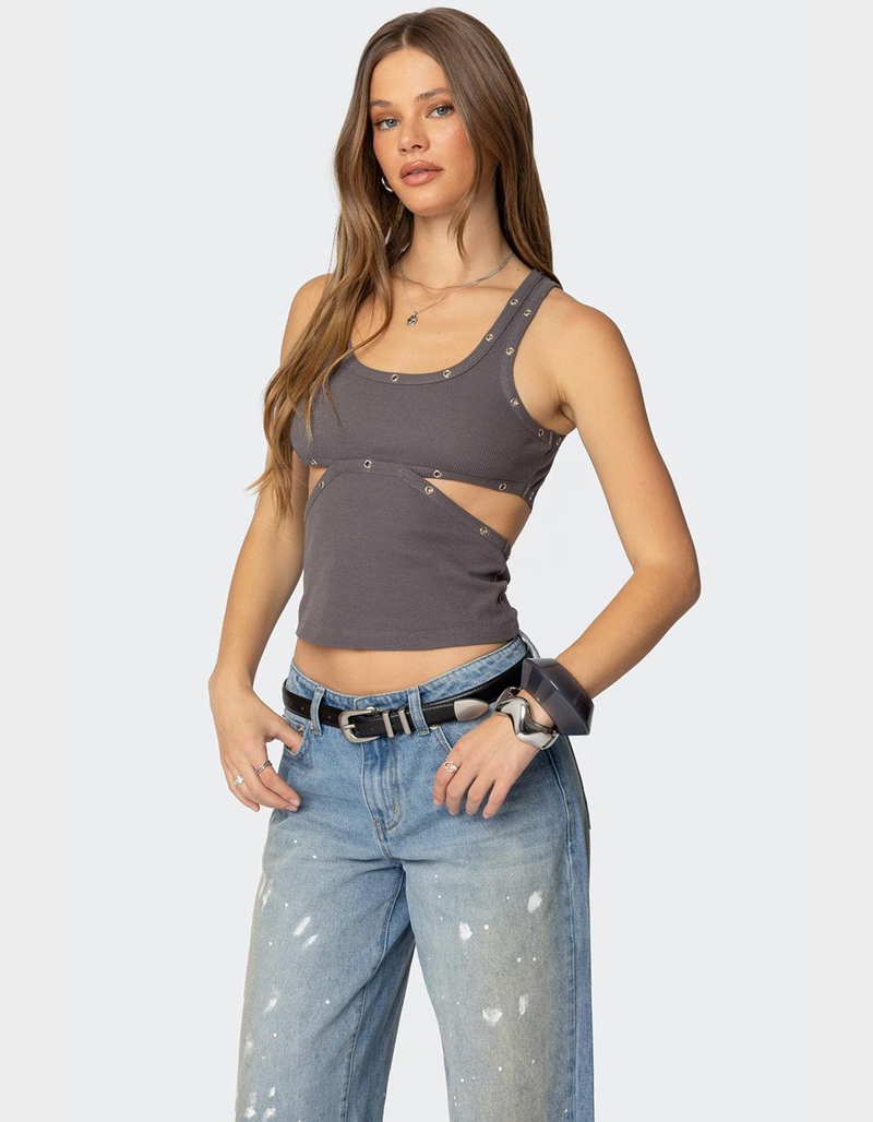 EDIKTED Imogen Cut Out Ribbed Tank Top image number 1