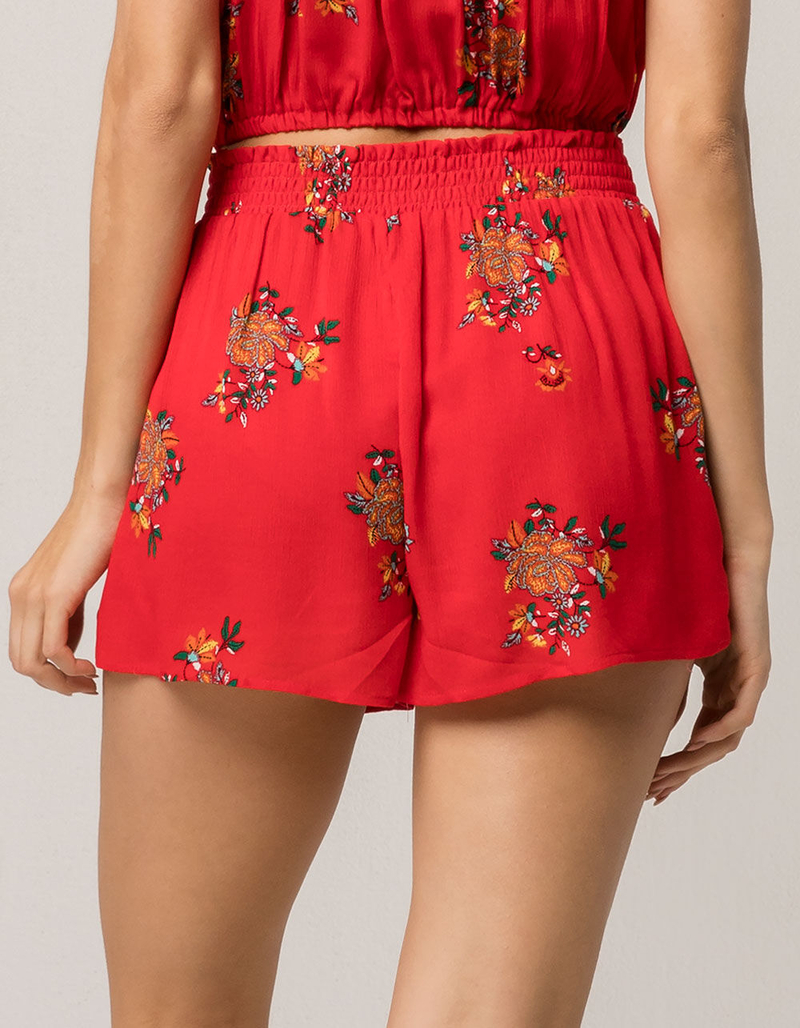 GYPSIES & MOONDUST Floral Off The Shoulder Womens Crop Top And Shorts Set image number 4