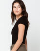DESTINED Wide Rib Knit Womens Black Tee image number 2