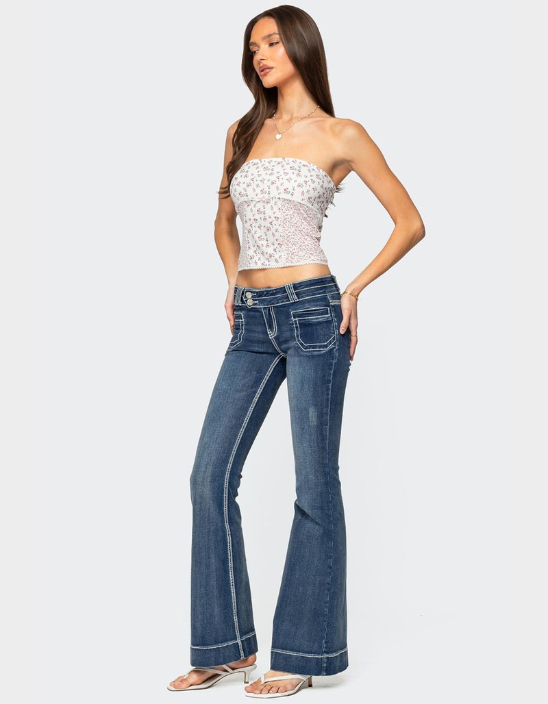 EDIKTED Mixed Floral Pointelle Tube Top image number 3