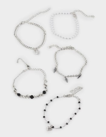 FULL TILT 5 Pack Skull/Spike/Rose Bracelets Primary Image