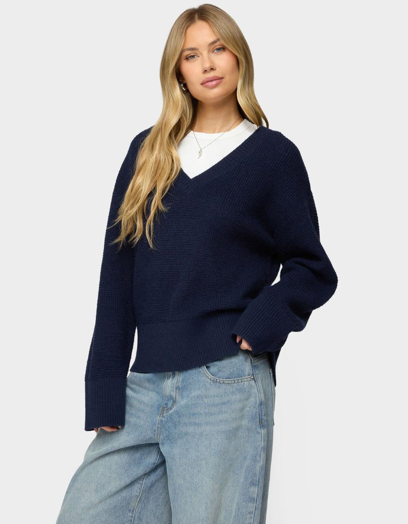 EDIKTED Bluebell Oversized Waffle Knit Sweater image number 1