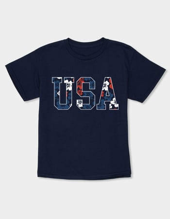 USA Hibiscus Outline Unisex Kids Tee Primary Image