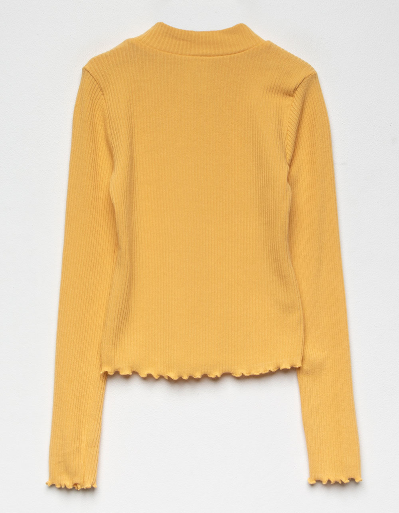 DESTINED Solid Mock Neck Mustard Girls Tee image number 1