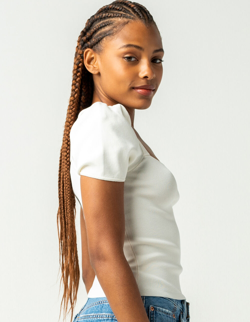 WEST OF MELROSE Squared Away Puff Sleeve Womens White Top image number 1