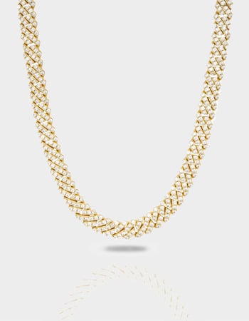 THE GOLD GODS Diamond Straight Edge Cuban Link Chain 8mm Primary Image