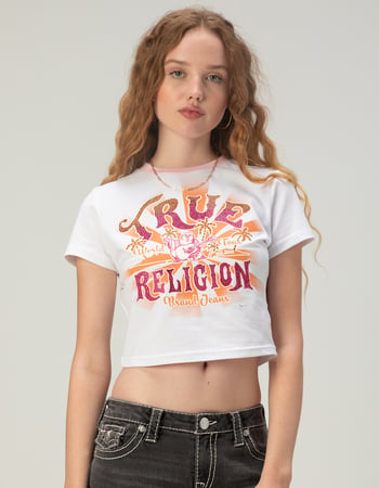 TRUE RELIGION Crystal Logo Womens Baby Tee Primary Image