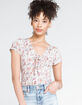 LAZY SUNDAYS Floral Tie Front Womens Top image number 1