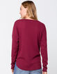 SKY AND SPARROW Button Tie Front Burgundy Womens Thermal Top image number 3