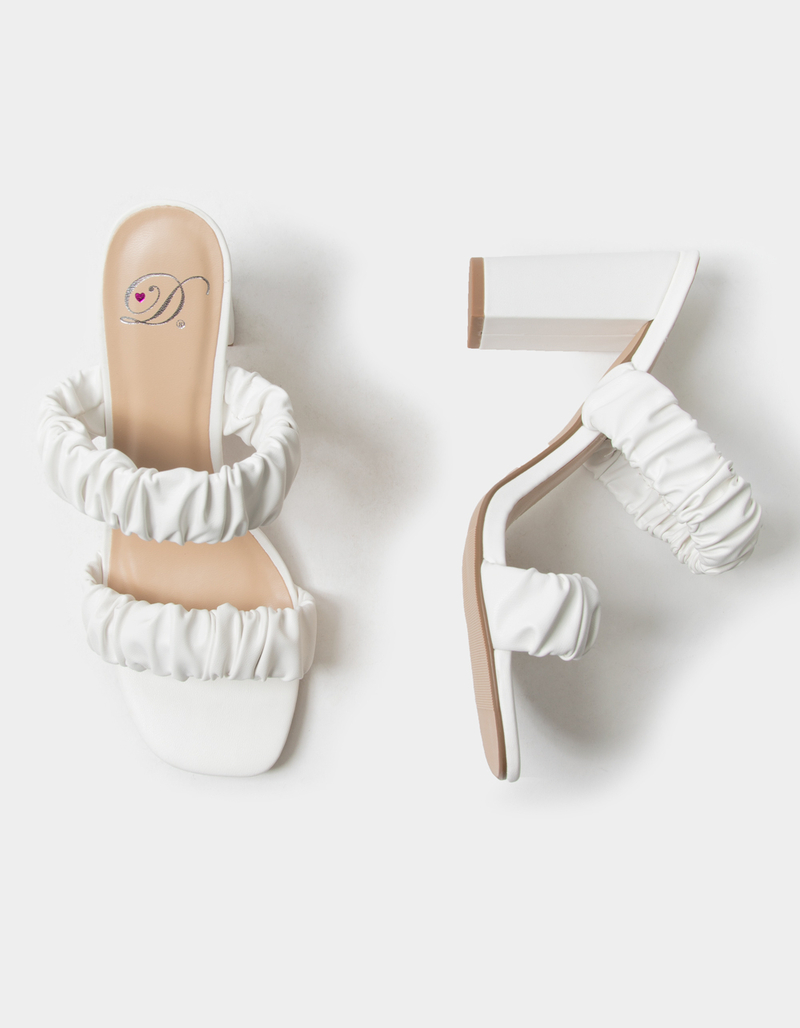 DELICIOUS Womens White Scrunch Heel Mules image number 4