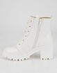 SODA Lug Sole Side Zips Womens White Booties image number 3