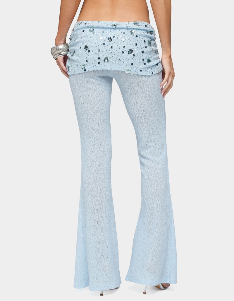 EDIKTED Zephyra Bead & Sequin Foldover Pants image number 2