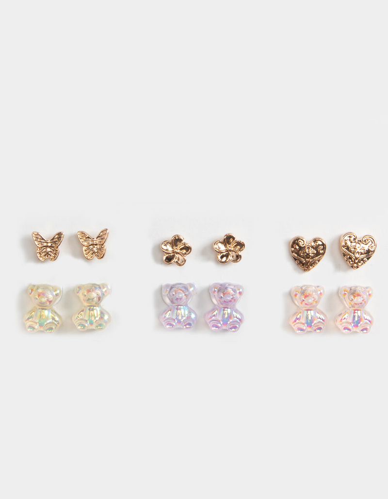 FULL TILT 6 Pack Gummy Bear Flower Heart Earring Set image number 0
