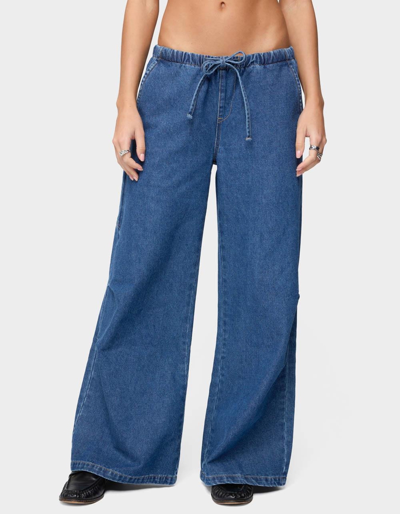 EDIKTED Vicky Tie Waist Low Rise Baggy Jeans image number 0