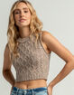RSQ Marled Cable Knit Womens Tan Crop Vest image number 1