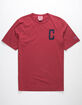 CHAMPION Block C Embroidered Vintage Whistle Patch Burgundy Mens T-Shirt