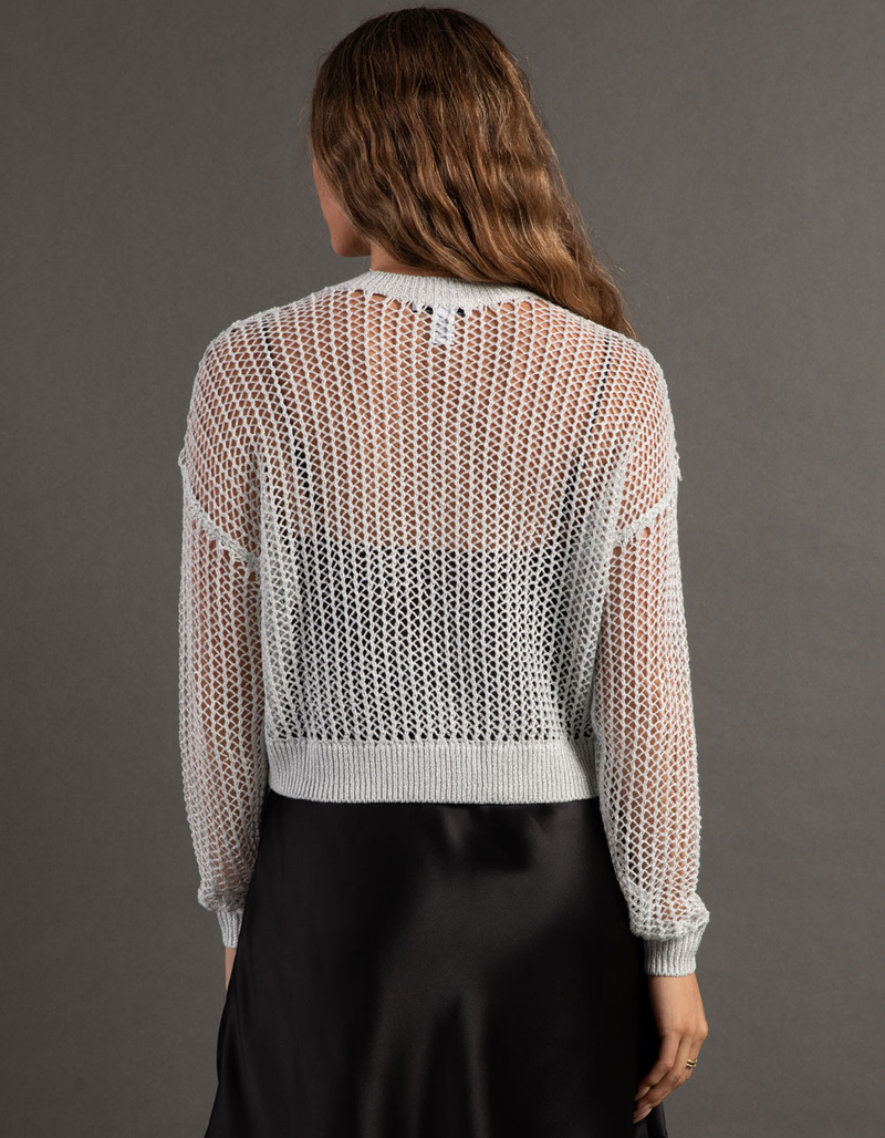 RSQ Womens Open Weave Sparkle Pullover Sweater image number 3