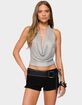 EDIKTED Shiny Knit Cowl Neck Backless Top image number 1