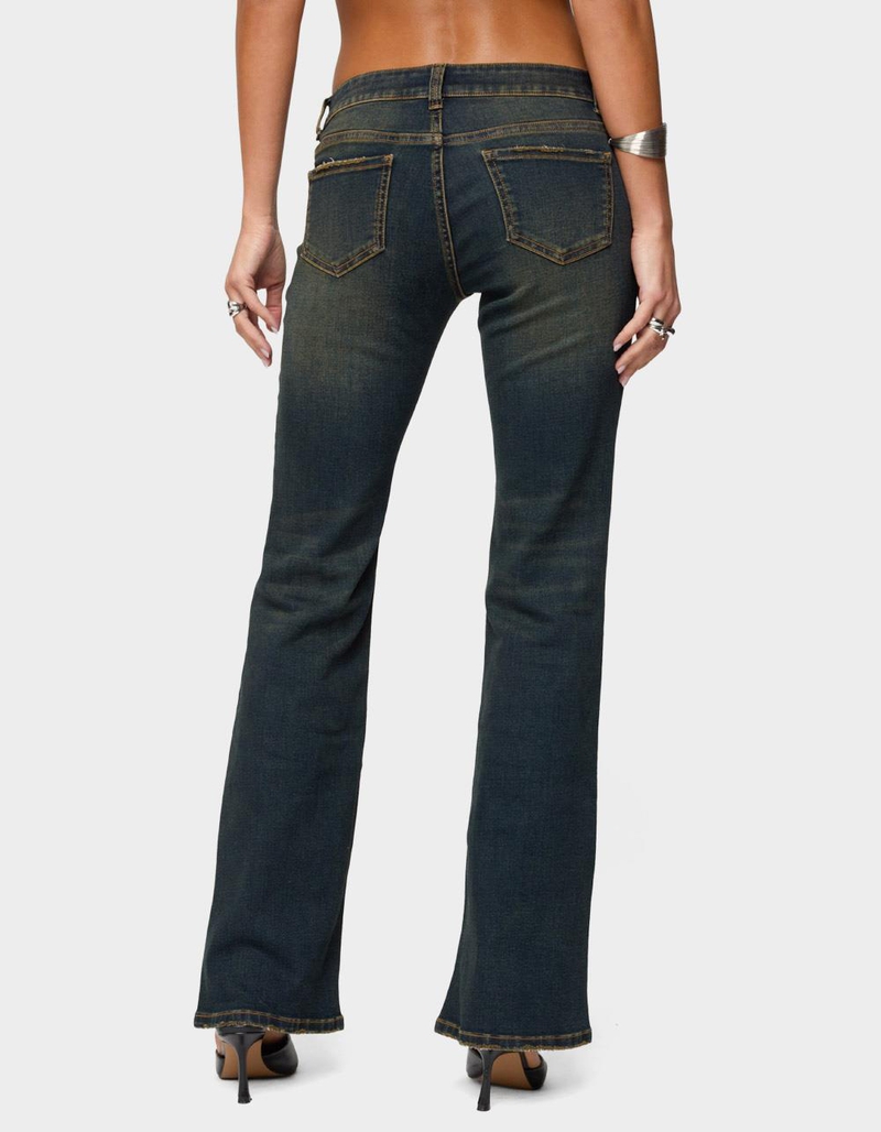 EDIKTED Tez Vintage Washed Low Rise Bootcut Jeans image number 2