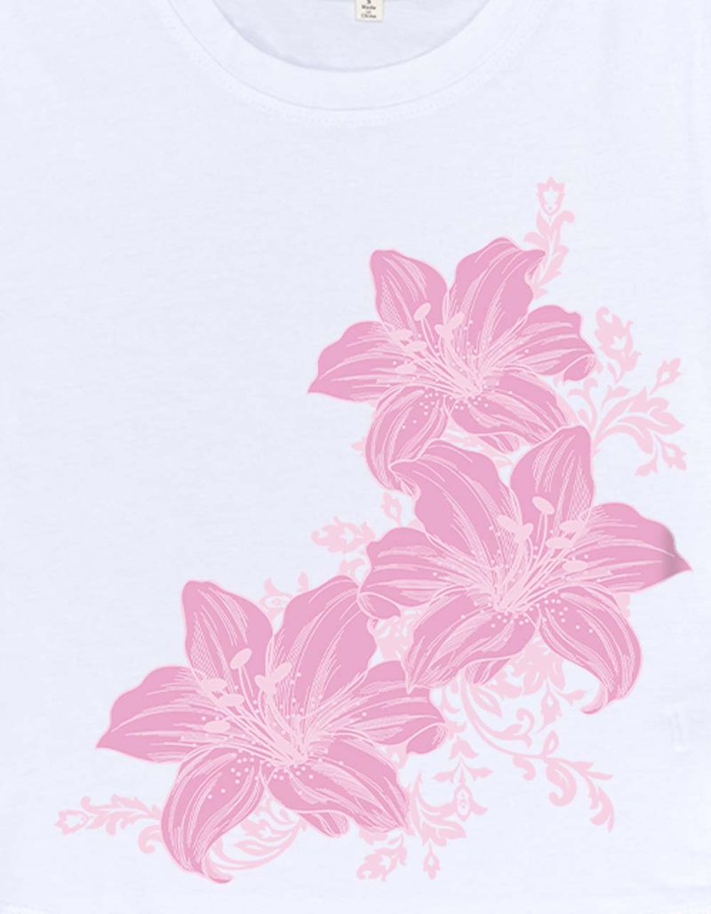 FLOWER Pink Iris Trio Womens Baby Tee image number 2