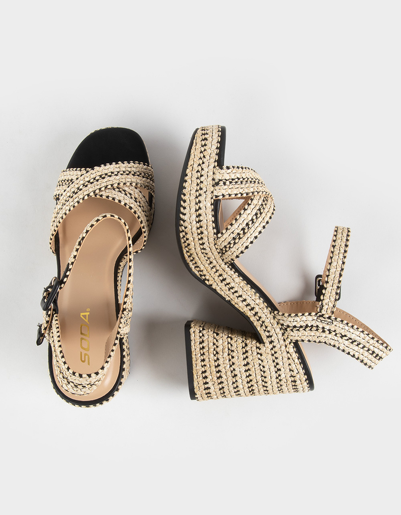 SODA Yara Raffia Womens Cross Strap Platform Heels image number 5