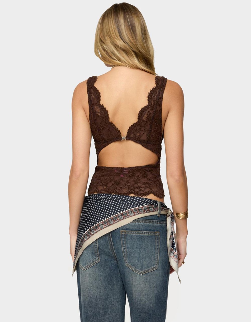 EDIKTED Araura Lace Velvet Floral Top image number 2