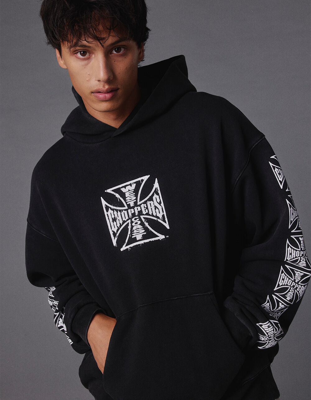 WEST COAST CHOPPERS Core Logo Mens Hoodie - WASHED BLACK - XXL