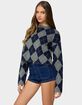 EDIKTED Prep Girl Argyle Knit Top image number 2