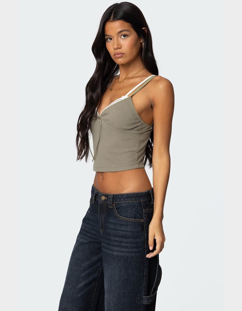 EDIKTED Lacey Layered Tank Top - DK GREEN | Tillys EDIKTED Lacey Layered Tank Top - DK GREEN | Tillys