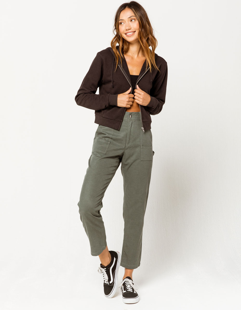 FULL TILT Zip Front Black Womens Crop Hoodie image number 3