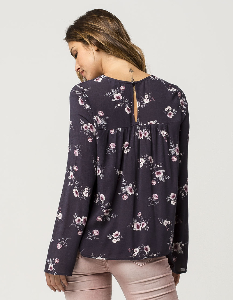 FULL TILT Floral Bell Sleeve Womens Top image number 2