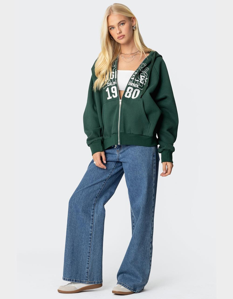 EDIKTED 1980 Oversized Zip Up Hoodie image number 3