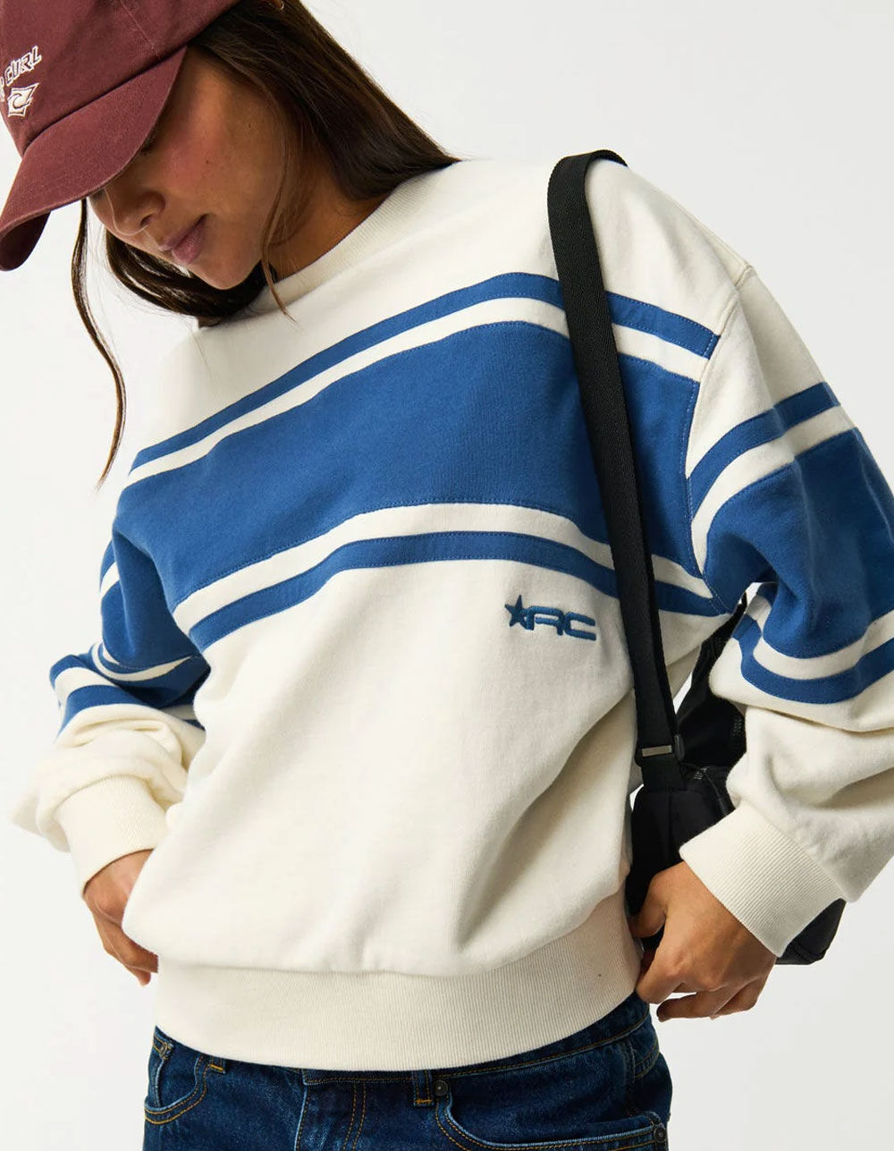 RIP CURL Archive Script Panel Womens Oversized Crewneck Sweatshirt