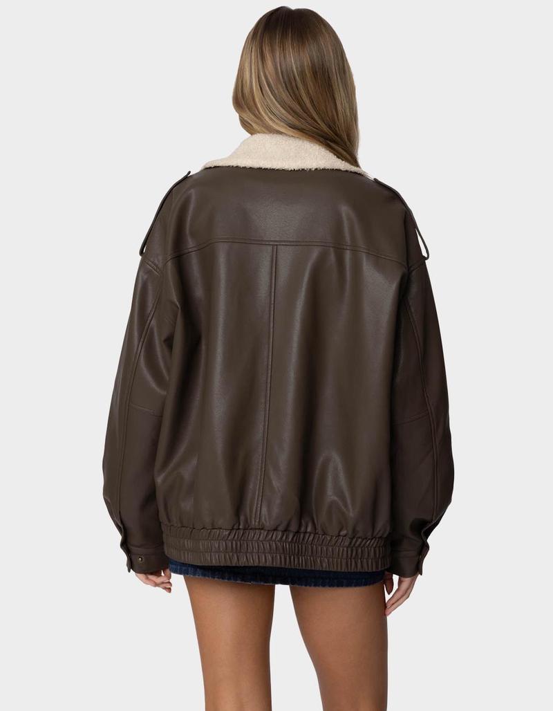 EDIKTED Ann Oversized Faux Leather Jacket image number 4