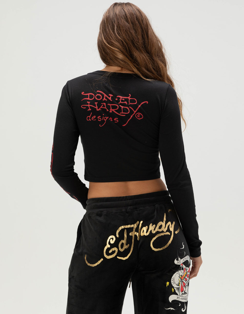 ED HARDY Cross Womens Long Sleeve Baby Tee image number 1